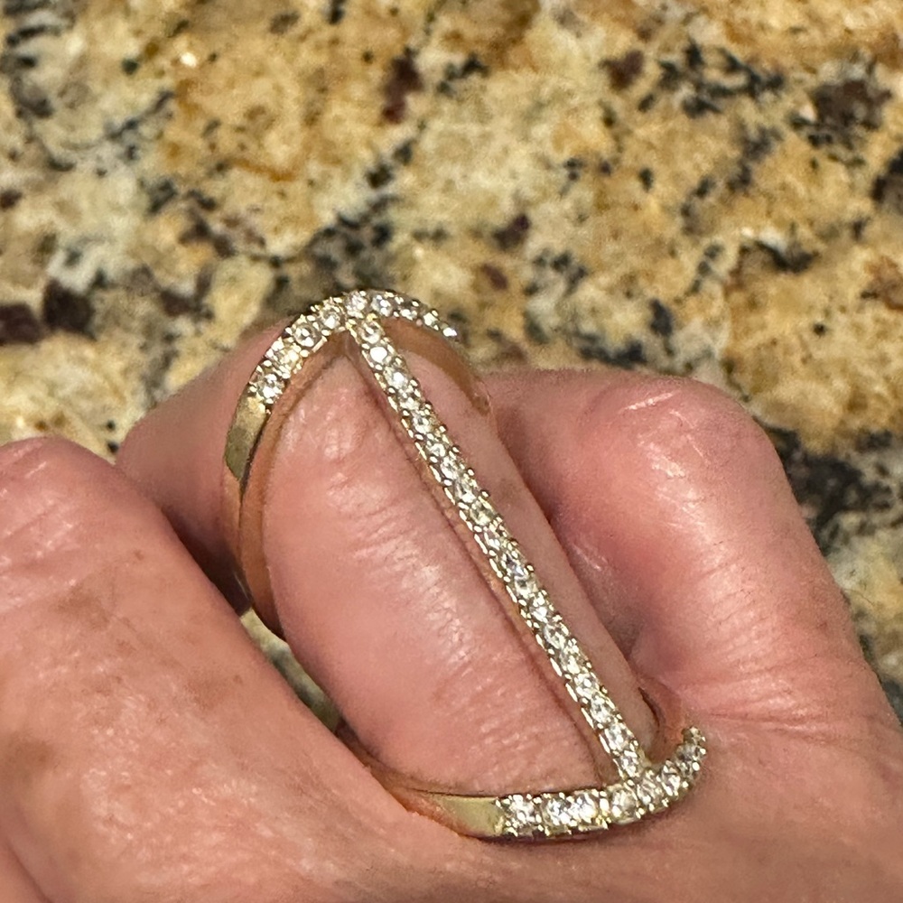 Gold Statement ring with crystal rhinestones